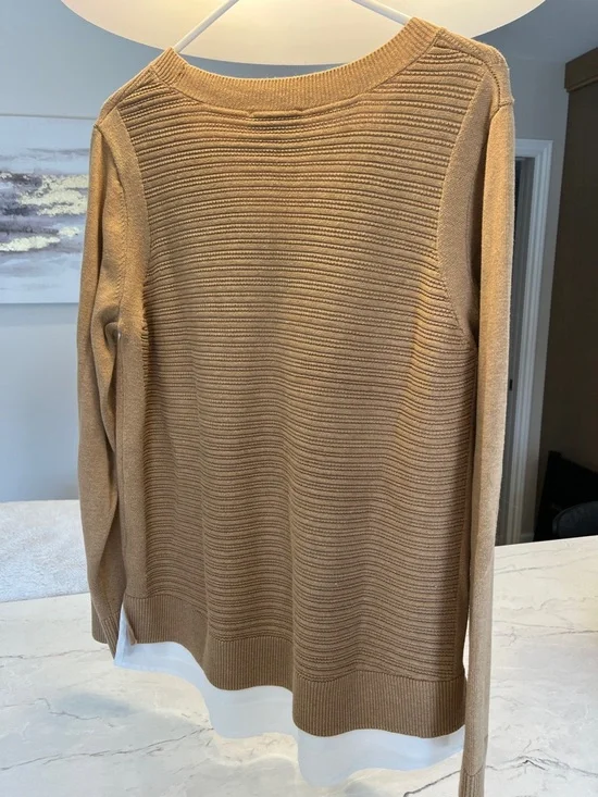 Hilary Radley Camel V-Neck Ribbed Sweater - Picture 5 of 9